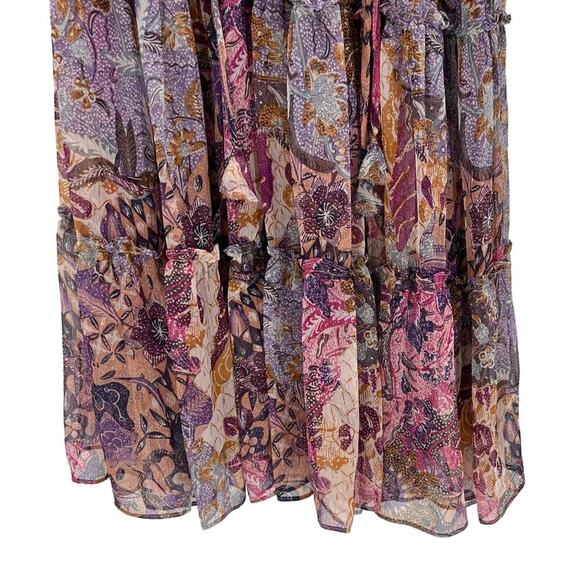 MISA Ilya Tiered Dress Short Flutter Sleeve Chiffon Augusta Batik Size Small NEW - Picture 10 of 13